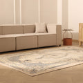 Vintage Isparta Turkish Area Rug 6x8 ft — Beige & Blue Floral