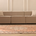 Vintage Manisa Turkish Area Rug 6x9 ft — Orange & Beige Floral