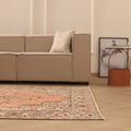 Vintage Manisa Turkish Area Rug 6x9 ft — Orange & Beige Floral