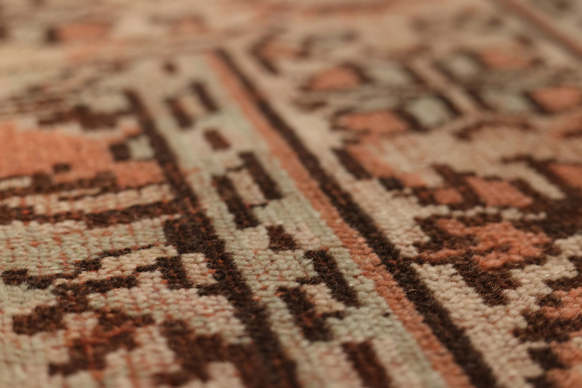 Vintage Manisa Turkish Area Rug 6x9 ft — Orange & Beige Floral