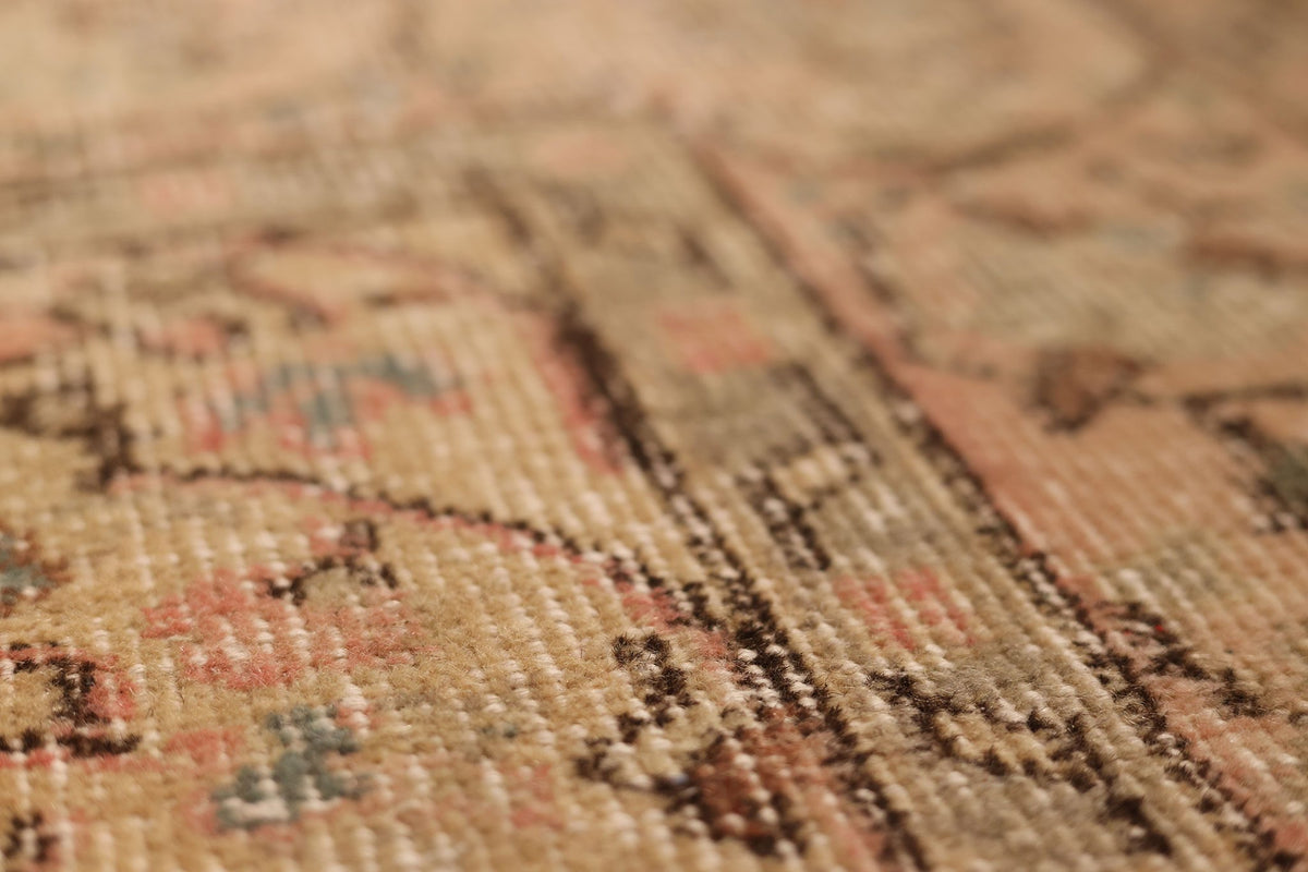 Vintage Isparta Turkish Area Rug 7x10 ft — Beige & Brown Floral