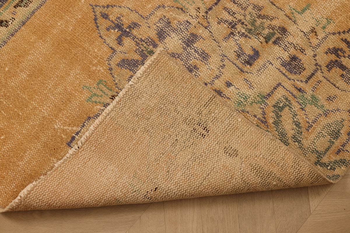 Vintage Manisa Turkish Doormat 3x4 ft — Orange & Blue Distressed