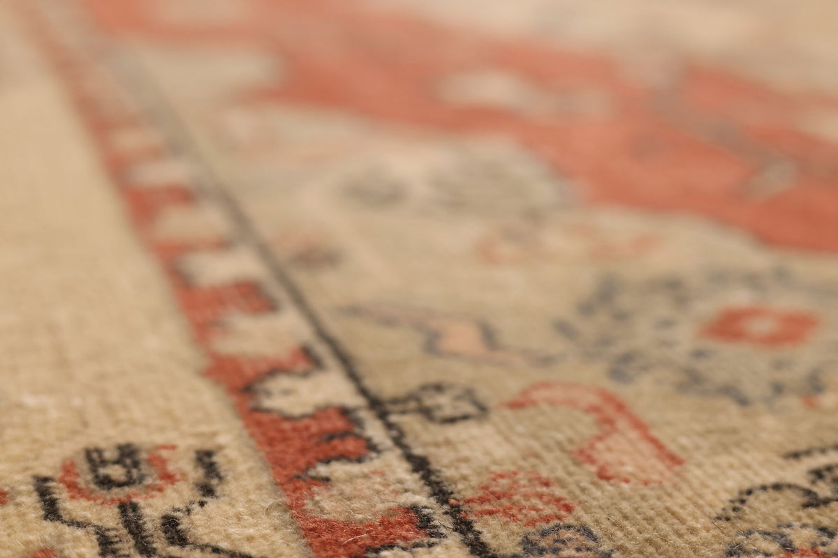 Vintage Isparta Turkish Area Rug 6x8 ft — Red & Beige Floral