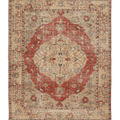 Vintage Isparta Turkish Area Rug 6x8 ft — Red & Beige Floral