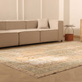 Vintage Isparta Turkish Area Rug 7x11 ft — Beige & Green Floral