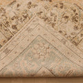 Vintage Isparta Turkish Area Rug 7x11 ft — Beige & Green Floral