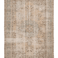 Vintage Isparta Turkish Area Rug 7x11 ft — Beige & Green Floral