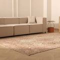 Vintage Isparta Turkish Area Rug 7x10 ft — Beige & Brown Floral