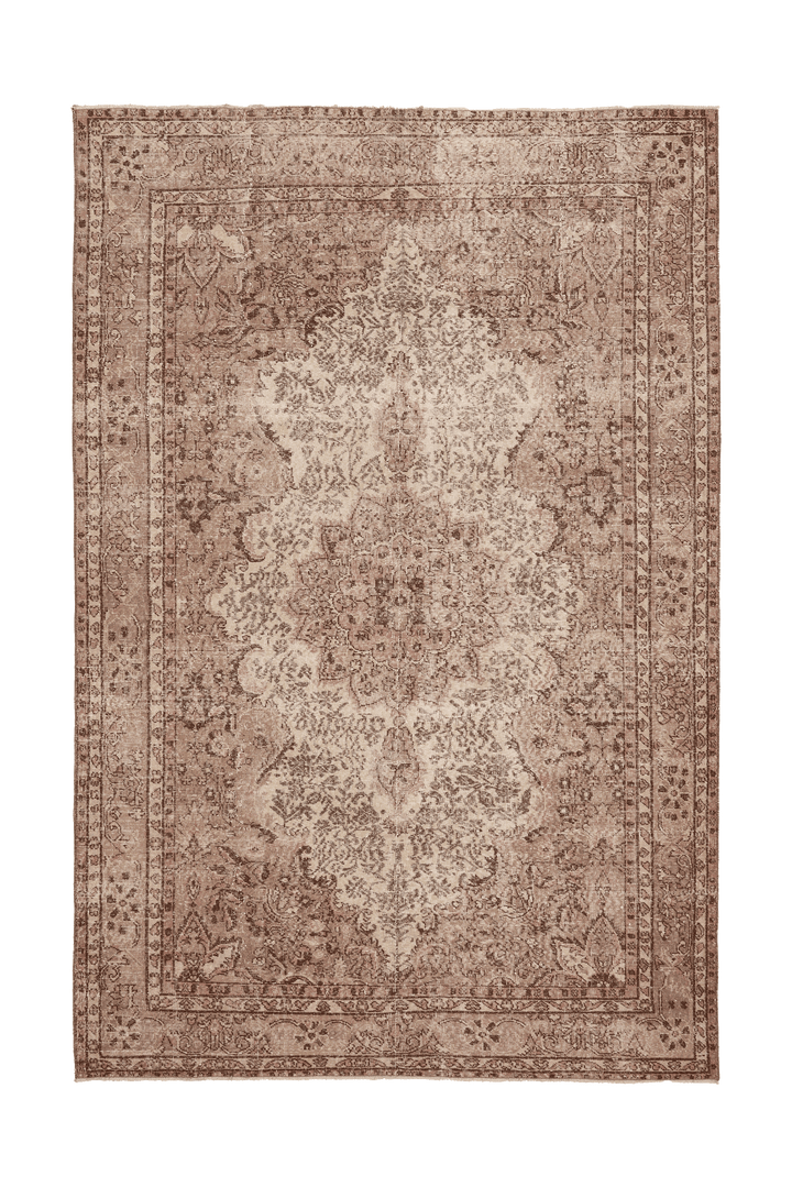 Vintage Isparta Turkish Area Rug 7x10 ft — Beige & Brown Floral