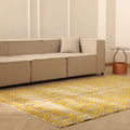 Vintage Isparta Turkish Area Rug 5x8 ft — Yellow & Gray Floral
