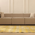 Vintage Isparta Turkish Area Rug 5x8 ft — Yellow & Gray Floral