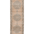 Vintage Isparta Turkish Runner Rug 2x10 ft — Beige & Gray Floral