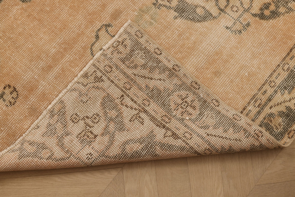 Vintage Isparta Turkish Runner Rug 2x10 ft — Beige & Gray Floral