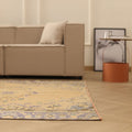 Vintage Manisa Turkish Area Rug 5x7 ft — Beige & Blue Floral