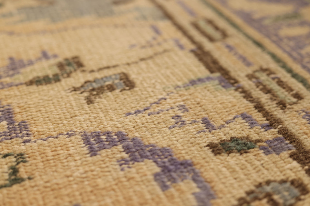 Vintage Manisa Turkish Area Rug 5x7 ft — Beige & Blue Floral