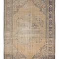 Vintage Manisa Turkish Area Rug 6x8 ft — Beige & Blue Floral