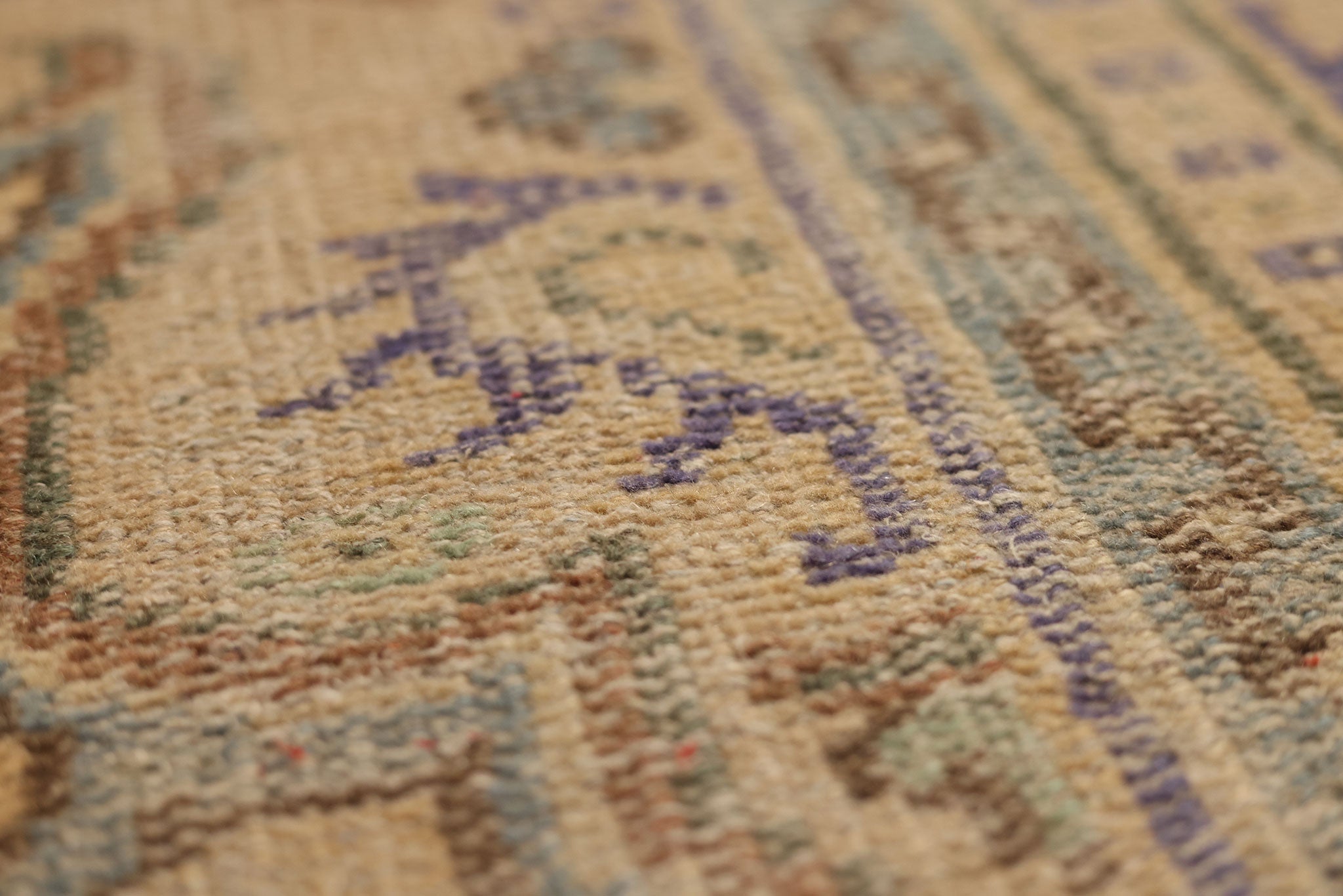 Vintage Manisa Turkish Area Rug 6x8 ft — Beige & Blue Floral