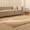 Vintage Isparta Turkish Area Rug 6x8 ft — Beige & Brown Floral (No. 53270)