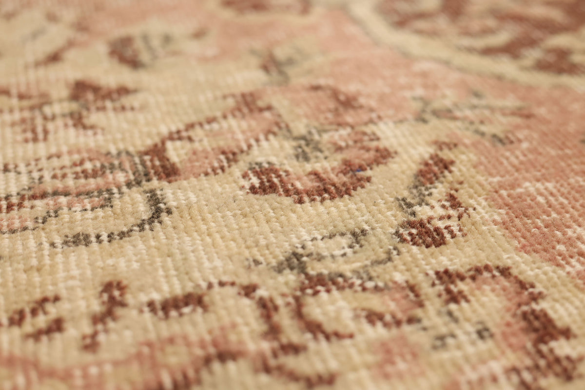 Vintage Isparta Turkish Area Rug 6x8 ft — Beige & Brown Floral (No. 53270)