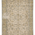 Vintage Isparta Turkish Area Rug 5x7 ft — Beige & Blue Floral