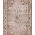 Vintage Isparta Turkish Area Rug 5x9 ft — Pink & Beige Floral