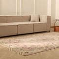 Vintage Isparta Turkish Area Rug 5x9 ft — Pink & Beige Floral
