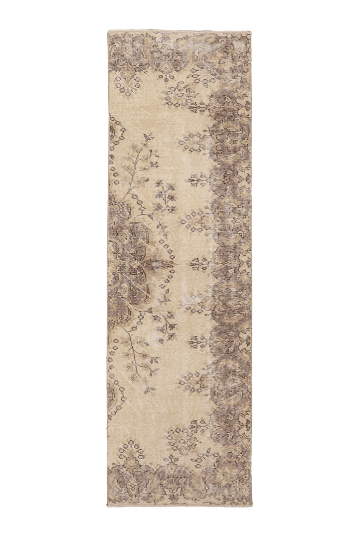 Vintage Isparta Turkish Runner Rug 2x5 ft — Beige & Brown Distressed (No. 53276)