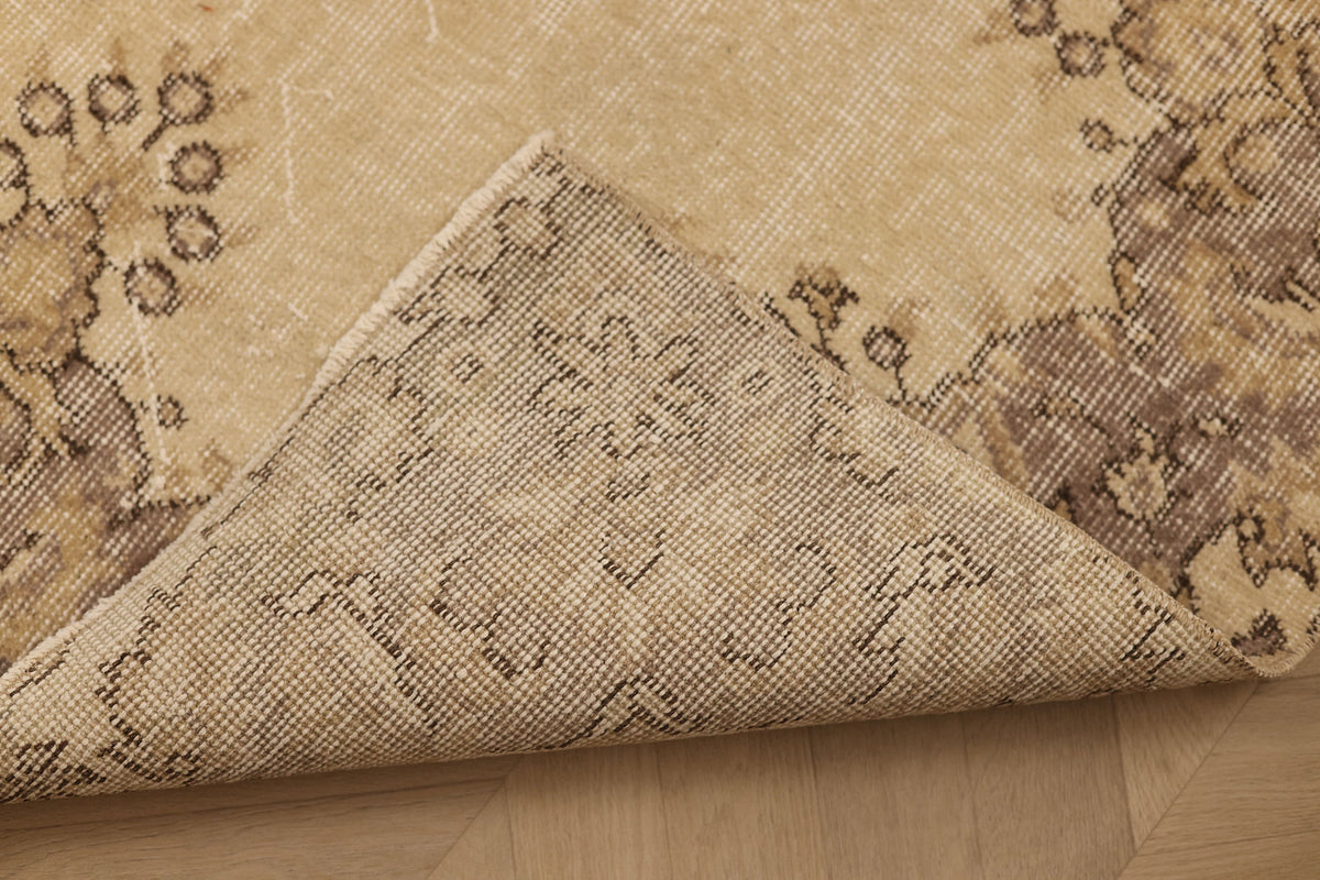 Vintage Isparta Turkish Runner Rug 2x5 ft — Beige & Brown Distressed (No. 53276)