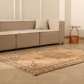 Vintage Manisa Turkish Area Rug 5x7 ft — Beige & Brown Floral (No. 53278)
