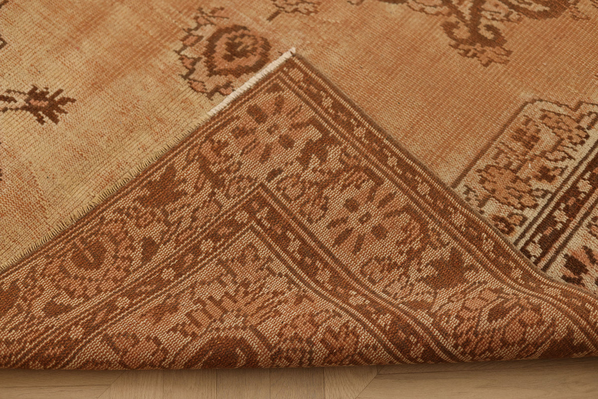Vintage Manisa Turkish Area Rug 5x7 ft — Beige & Brown Floral (No. 53278)