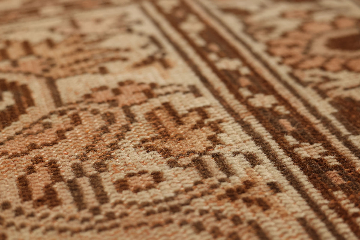 Vintage Manisa Turkish Area Rug 5x7 ft — Beige & Brown Floral (No. 53278)