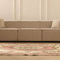 Vintage Isparta Turkish Area Rug 5x8 ft — Beige & Pink Floral (No. 53282)