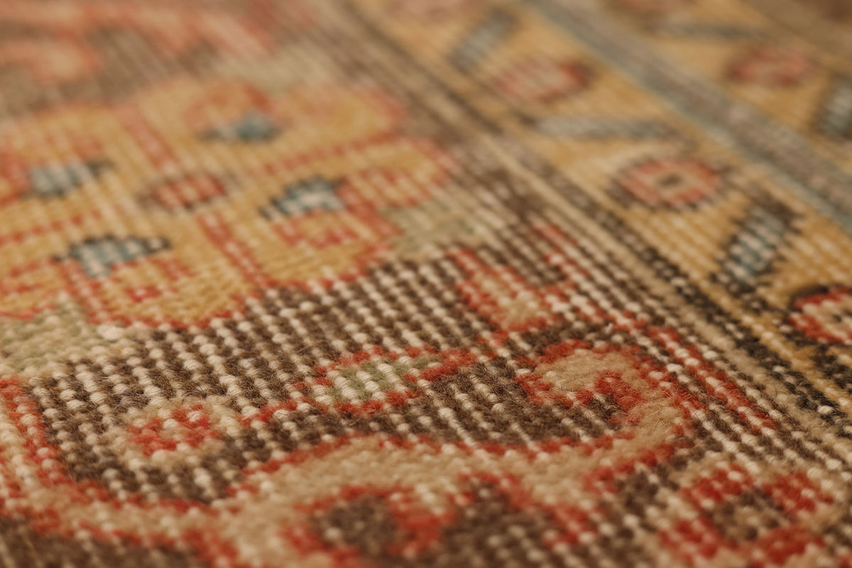 Vintage Malatya Turkish Runner Rug 1x7 ft — Brown & Beige Floral