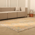 Vintage Isparta Turkish Area Rug 6x9 ft — Orange & Blue Distressed