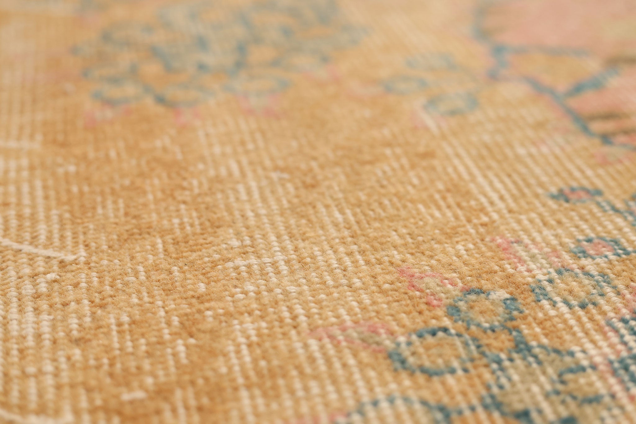 Vintage Isparta Turkish Area Rug 6x9 ft — Orange & Blue Distressed