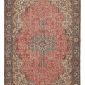 Vintage Isparta Turkish Area Rug 6x9 ft — Red & Beige Floral (No. 53291)