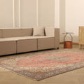 Vintage Isparta Turkish Area Rug 6x9 ft — Red & Beige Floral (No. 53291)
