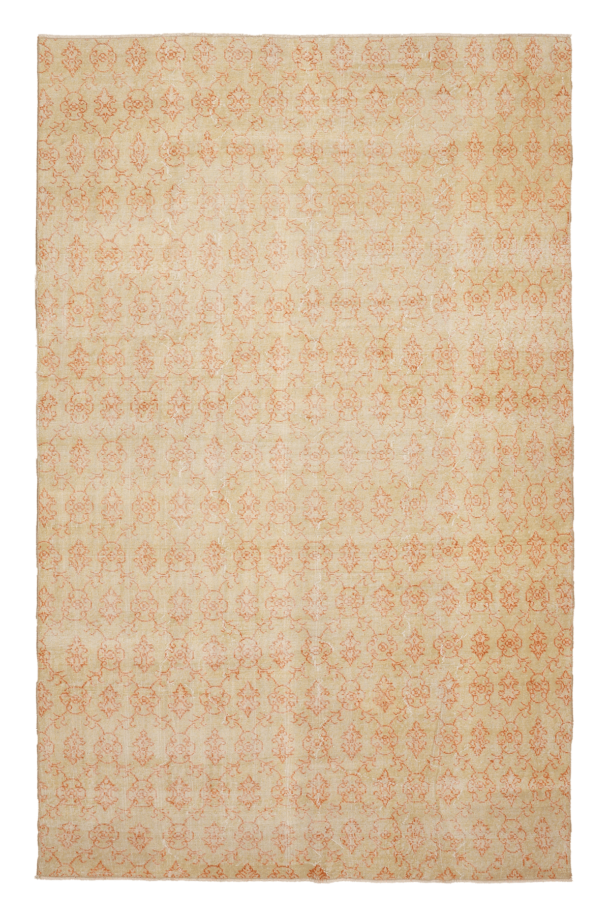 Vintage Isparta Turkish Area Rug 6x10 ft — Beige & Orange Floral (No. 53295)