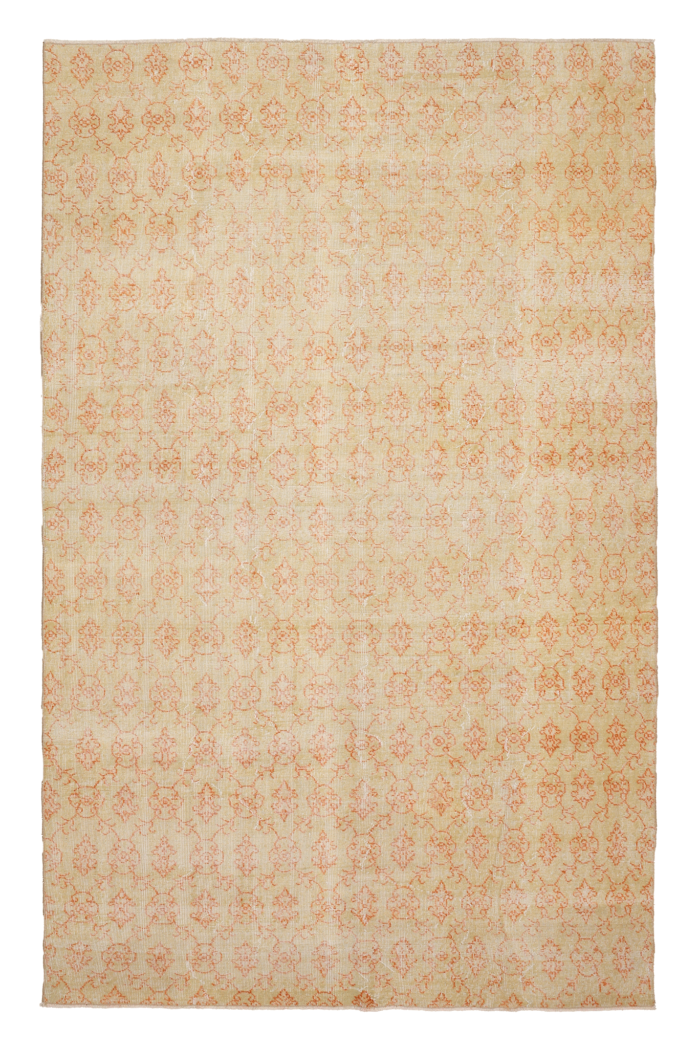 Vintage Isparta Turkish Area Rug 6x10 ft — Beige & Orange Floral (No. 53295)