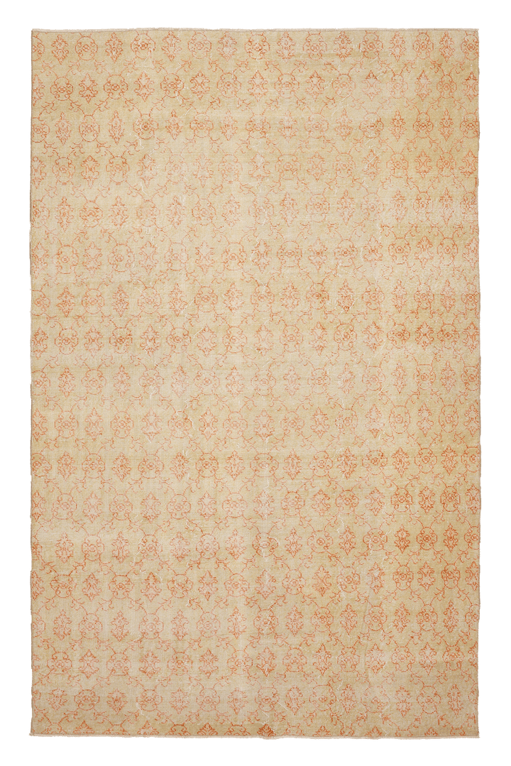 Vintage Isparta Turkish Area Rug 6x10 ft — Beige & Orange Floral (No. 53295)
