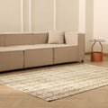 Vintage Manisa Turkish Area Rug 5x7 ft — Beige & Gray Geometric