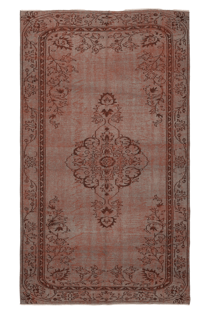 Vintage Manisa Turkish Area Rug 5x9 ft — Brown & Gray Floral