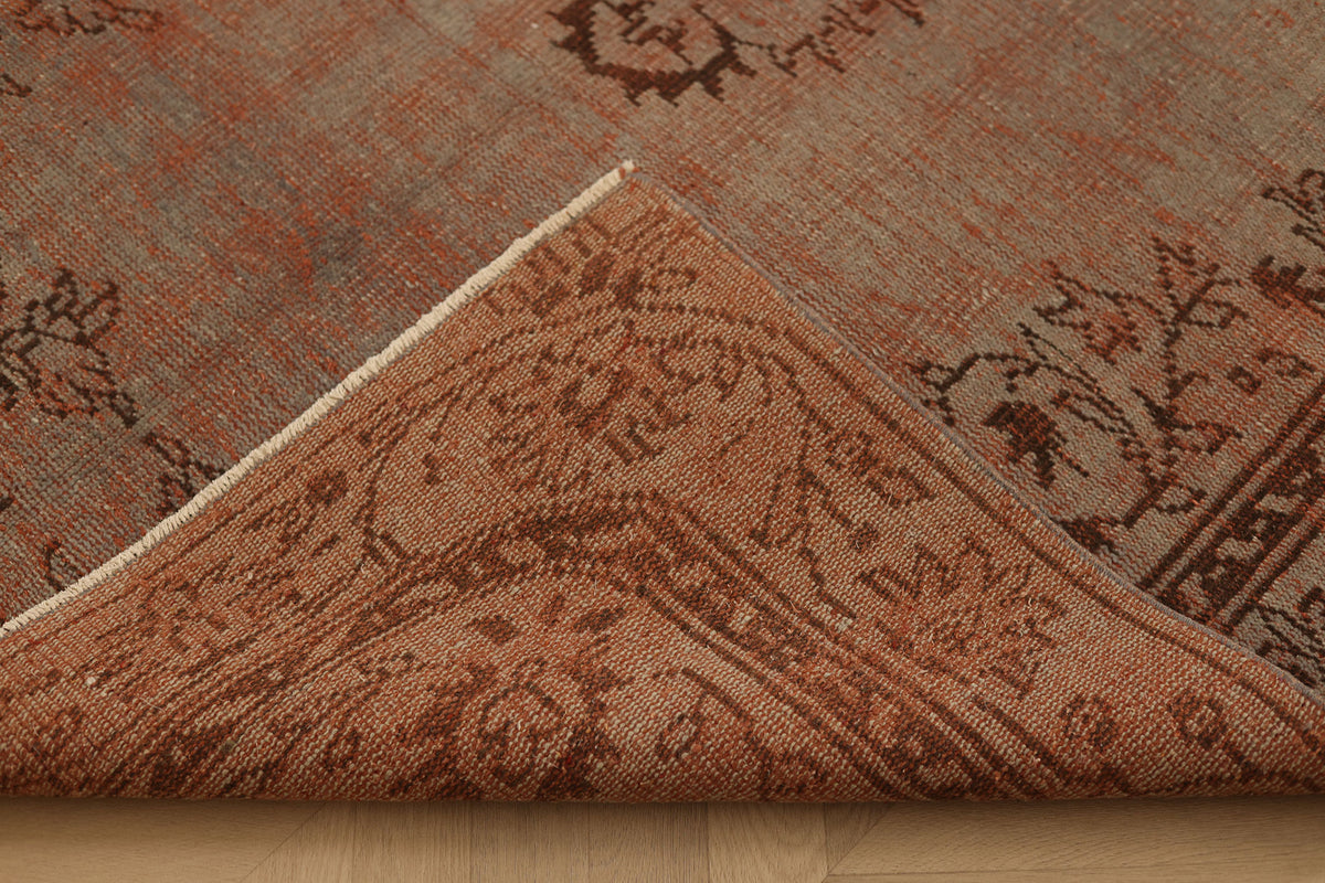 Vintage Manisa Turkish Area Rug 5x9 ft — Brown & Gray Floral