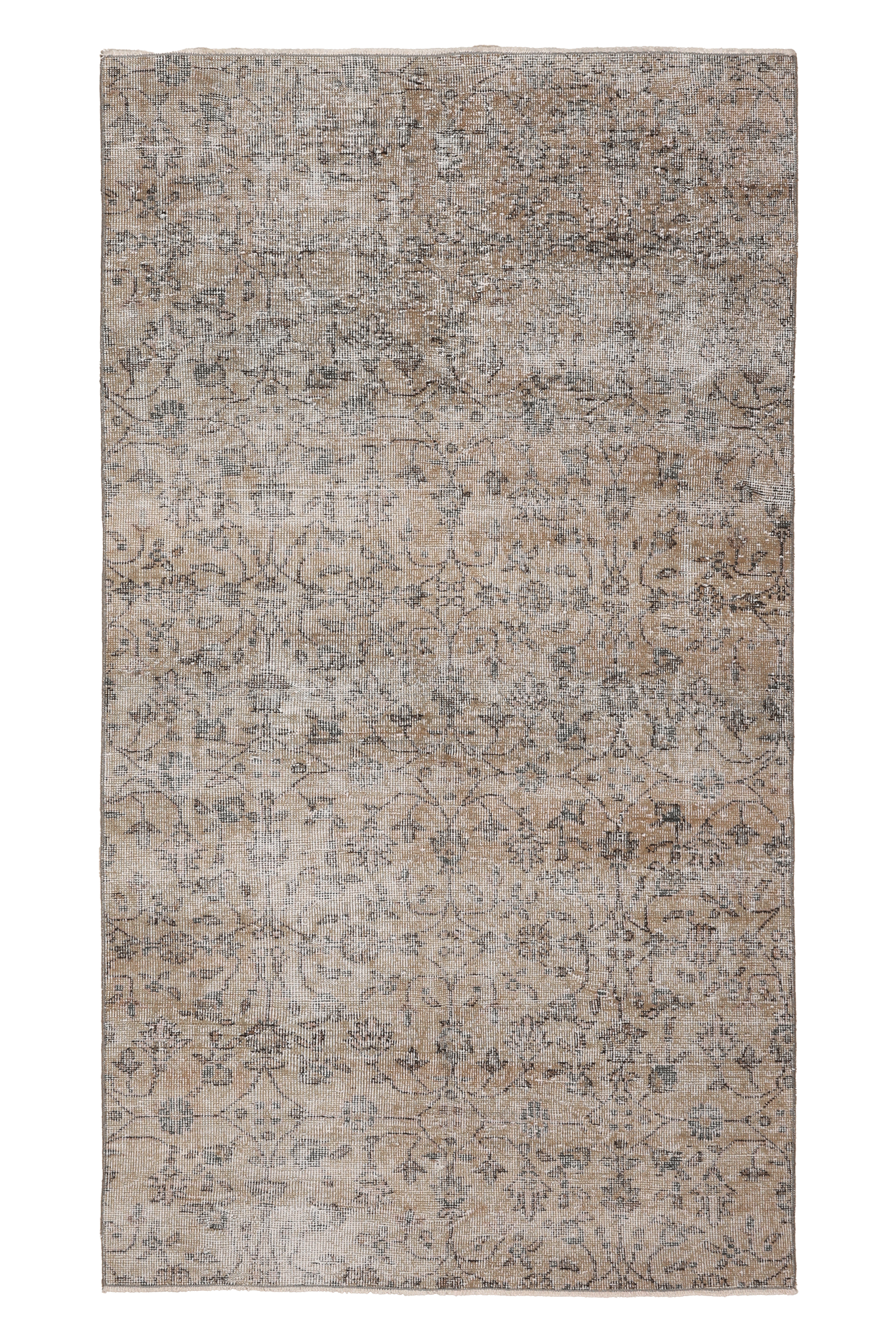 Vintage Isparta Turkish Area Rug 4x7 ft — Beige & Gray Distressed