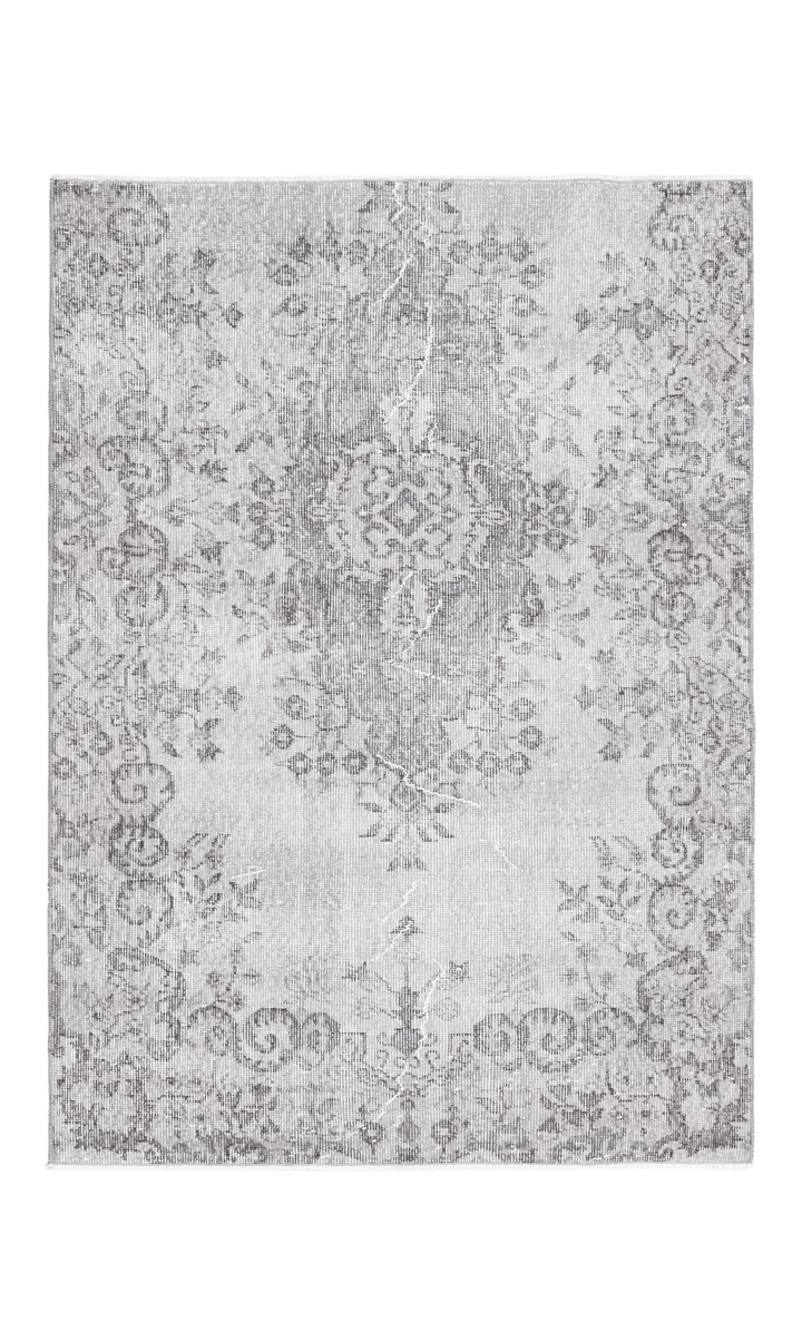 Vintage Isparta Turkish Area Rug 3x5 ft — Gray Overdyed