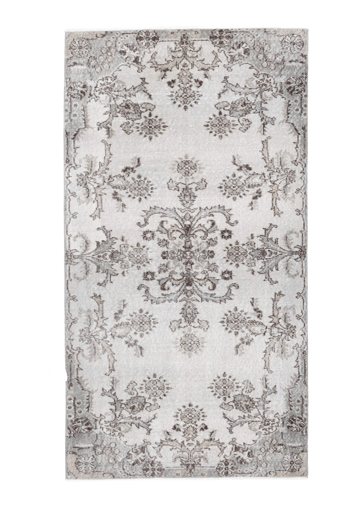 Vintage Isparta Turkish Area Rug 3x6 ft — Gray Overdyed