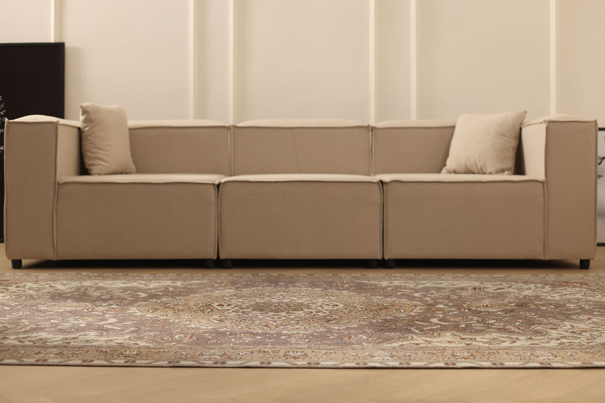 Vintage Isparta Turkish Area Rug 5x9 ft — Brown & Beige Floral (No. 53350)