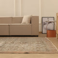 Vintage Isparta Turkish Area Rug 7x10 ft — Beige & Brown Floral