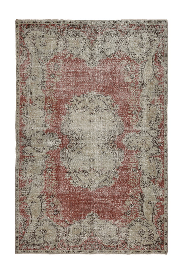 Vintage Isparta Turkish Area Rug 3x8 ft — Red & Beige Floral
