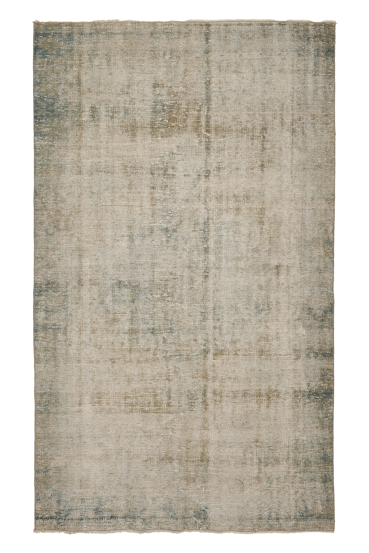 Vintage Manisa Turkish Area Rug 4x8 ft — Beige & Gray Distressed